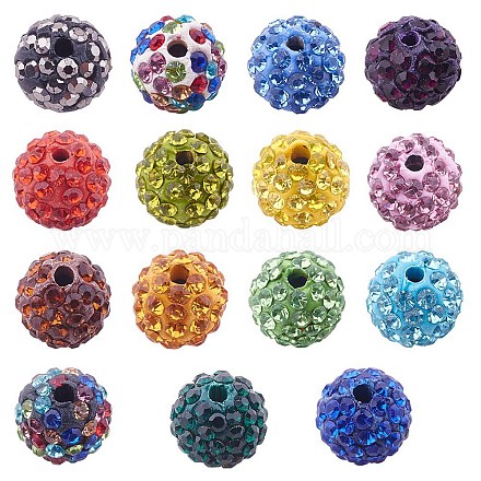 PandaHall About 100 Pcs 10mm Clay Pave Disco Ball Czech Crystal Rhinestone  Beads Charm Round Spacer Bead for Jewelry Making RB-PH0003-10mm-M-1