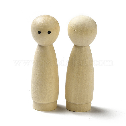 Le bambole con piolo di legno non finite mostrano decorazioni WOOD-E015-01E-1