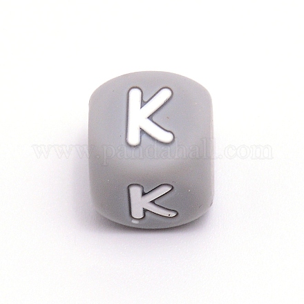 Silikon-Alphabet-Perlen für die Herstellung von Armbändern oder Halsketten SIL-TAC001-01A-K-1