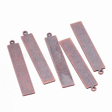 メタルタグ  真鍮タグブランクタグペンダント  長方形  赤銅鉱  41x7x0.5mm  穴：1mm X-KK-N0001-07R-1