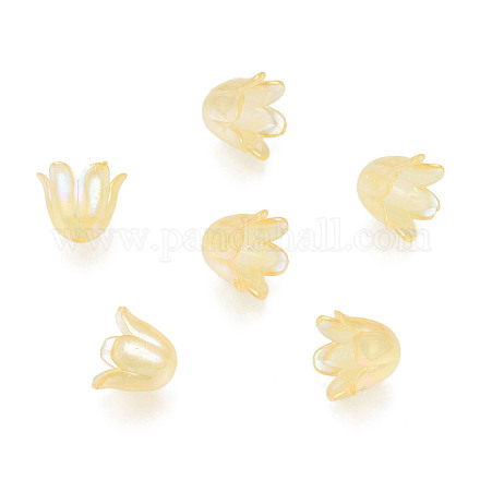 Capuchons de perles acryliques imitation gelée à 6 pétale JACR-T002-02J-1