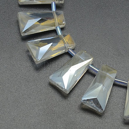 Couleur cristal ab electroplate plaqué perles de trapèze de verre brins EGLA-F072A-01-1