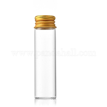 ガラス瓶は、コンテナをビーズ  金メッキアルミニウムキャップ付きスクリュートップビーズ保チューブチューブ  コラム  透明  2.2x8cm  容量：20ml（0.68fl.oz） CON-WH0085-78G-1
