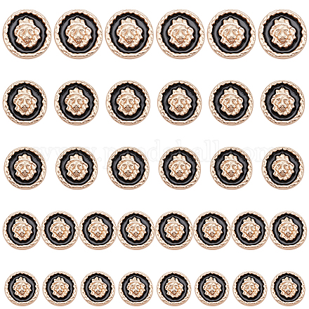 OLYCRAFT 34pcs 5 Sizes Metal Blazer Button Set 1-Hole Alloy Buttons 15mm 17mm 19mm 23mm 25mm Vintage Antique Lion Button Emblem Shank Buttons for Blazer Suits Uniform Jacket - Matte Light Gold BUTT-OC0001-35-1