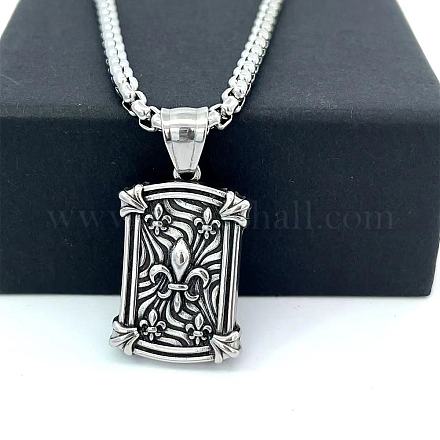 Старинный греческий щит из нержавеющей стали с подвеской в виде геральдической лилии для мужчин PE2451-1