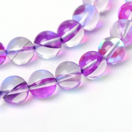 Synthetical Moonstone Round Beads Strands G-M049-12mm-02E-1