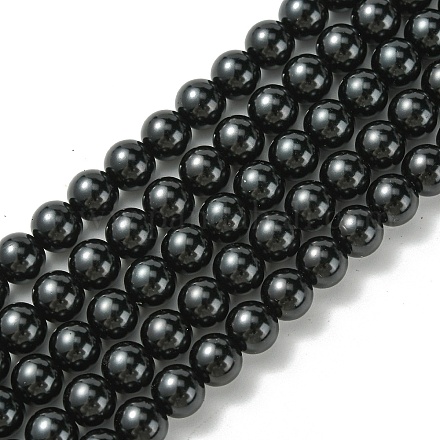 Fili di perle rotonde di perle di vetro tinto ecologico X-HY-A002-8mm-RB080-1