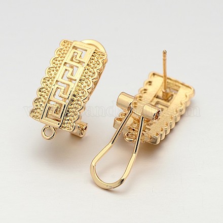 Brass Rectangle Stud Earring Findings KK-L055-14-1