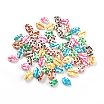 Perlas de concha de cowrie impresas SHEL-X0004-01-1