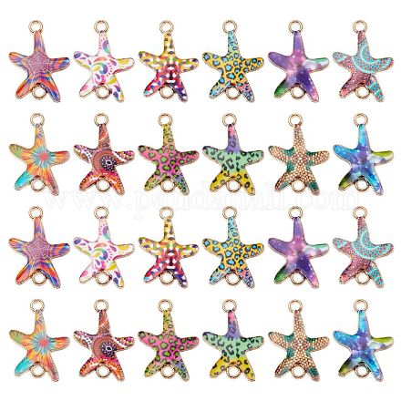 60Pcs 12 Styles Printed Alloy Connector Charms PALLOY-CJ0003-04-1