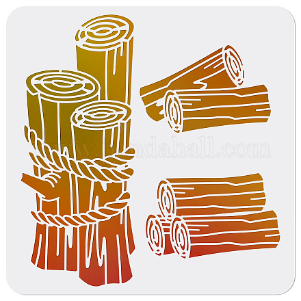 Mayjoydiy 木の切り株ステンシル 木製ステーク ペイントステンシル ロープステーク模様 11.8×11.8インチ 耐久性のある再利用可能なペット素材 DIY 描画テンプレート 木製の壁にペイント ホームデコレーション DIY-WH0402-062-1