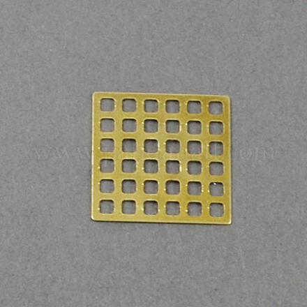 真鍮製コネクター  シャンデリアパーツ  正方形  メッキなし  ニッケルフリーの20x20x0.4mm KK-CX979-C-1