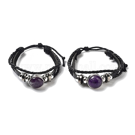 Многониточные браслеты из натурального аметиста BJEW-Q337-01A-1