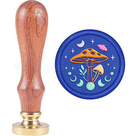 MAYJOYDIY Mushroom Star Wax Seal Stamp Dreamy Mushroom Starburst Sealing  Wax Stamp Letter Sealer 25mm Removable Brass Stamp Head Wooden Handle Great