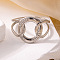 201 Stainless Steel Oval Link Chain Cuff Rings, Stainless Steel Color, Inner Diameter: 19mm
