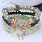 4Pcs 4 Styles Bohemian Style Alloy Glass Round Beaded Stretch Bracelets, Golden, Pale Green, 6-3/4 inch(17cm)