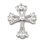 Brass Micro Pave Clear Cubic Zirconia Pendants, Cross, Rack Plating, Long-Lasting Plated, Lead Free & Cadmium Free, Platinum, 36.5x26.5x4.5mm, Hole: 1.2mm