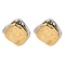 Stainless Steel Stud Earrings for Women, Rhombus, Real 18K Gold Plated & Stainless Steel Color, 21.5x21.5mm