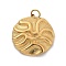 304 Stainless Steel Pendants, with Jump Ring, Flat Round Charms, Ion Plating(IP), Golden, 31x24.5x4.5mm, Hole: 4mm