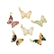 Rack Plating Brass Pendants, With Resion, Cubic Zirconia, Long-Lasting Plated, Lead Free & Cadmium Free, Real 18K Gold, Butterfly, Mixed Color, 24x20x4.5mm, Hole: 3.5mm