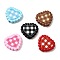 Printed Opaque Acrylic Beads, Heart with Grid, Mixed Color, 23.5x25.5x6.5mm, Hole: 3mm