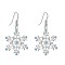 Snowflake Brass Micro Pave Clear Cubic Zirconia Dangle Earrings, Platinum, 43x23mm