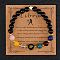 12 Zodiac Sign Natural Black Obsidian Round Beads Stretch Bracelets for Men Women, iwth Blue sandstone & Glass, Libra, Inner Diameter: 2-3/8 inch(6cm)