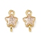 Brass Pave Cubic Zirconia Star Connector Charms, Golden, Rack Plating, Cadmium Free & Lead Free, Long-Lasting Plated, Clear, 11x6x3mm, Hole: 1.5mm and 1.6mm