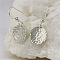 Hammered Textured Flat Round Alloy Dangle Earrings, Platinum, 35mm