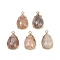 Natural Sunstone Faceted Pendants, Rack Plating Brass Teardrop Charms, Golden, 22x13x6mm, Hole: 1.6mm