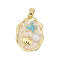 Brass Enamel Pendants, with Plastic Imitation Pearls, Oval Charms, Rack Plating, Lasting Plated, Cadmium Free & Lead Free, Real 18K Gold Plated, Shell Shape, 18.5x13.5x5mm, Hole: 3x2.5mm