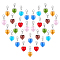 28Pcs 7 Colors Faceted Heart Glass Pendants Decoration, with Zinc Alloy Lobster Claw Clasps, Platinum, 30mm, 4pcs/color