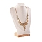 Bust Shaped Velvet Jewelry Necklace Display Stands, with Wood Base, for Necklace, White, 21.8x12.5x30.1cm