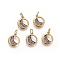 Brass Charms, with Micro Pave Cubic Zirconia and Jump Rings, Flat Round with Moon, Clear, Gunmetal & Golden, 13x11x2mm, Hole: 3mm