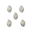 Natural Green Aventurine Pendants, Oval Charms with Golden Brass Edge, 22x13x3~5.5mm, Hole: 1.8mm