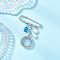 Iron Safety Pins, Alloy Crystal Rhinestone Locket Pendants Brooches, Flat Round, with Glass Pearl Beads & Glass, Platinum, Flat Round, 62.5x50mm