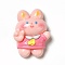 Cartoon Opaque Resin Cabochons, for Jewelry Making, Pink, Rabbit Pattern, 26x19.5x8mm