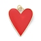 Brass Enamel Pendants, Real 18K Gold Plated, Long-Lasting Plated, Heart, Red, 27x22x2mm, Hole: 3mm, jump rings: 5x1mm