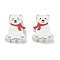 Christmas Printed Schima Wood Beads, Polar Bear, White, 21x17x8mm, Hole: 3.5mm