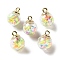 Glass Pendants, Round, with CCB and Handmade Polymer Clay, Column, 21.5x16mm, Hole: 2.5mm