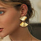 Alloy Dangle Stud Earrings, Golden, Fan, 40mm