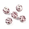 Painted Wood European Beads, Large Hole Beads, Round, Pink, Butterfly, 15.5mm, Hole: 4~4.5mm