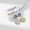 6 Pairs Alloy Acrylic Earring Sets, with Resin & Rhinestone, Flat Round & Teardrop, Mixed Color, 23x18mm