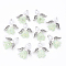 10Pcs Acrylic & Imitation Pearl Flower Angel Pendants, with Alloy Wings and Brass Findings, Antique Silver & Platinum, Lawn Green, 20mm, Hole: 2.2mm, 10pcs/set
