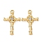 Alloy Rhinestone Pendants, Cross, Golden, 26.5x17x5mm, Hole: 1.8mm