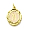 Brass Pendants, with Enamel, Oval with Letter, Real 18K Gold Plated, with Jump Ring, Letter N, 20x15~15.5x2mm, Hole: 3.5mm