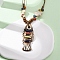 Ceramic Fish Pendant Adjustable Waxed Cord Necklaces for Women, Colorful, 19.37~31.89 inch(49.2~81cm)