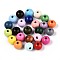 Spray Painted Round Natural Schima Wood Beads, Mixed Color, 11.8~12.5x11mm, Hole: 2.5~3mm
