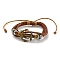 Braided PU Leather & Waxed Cords Multi-strand Bracelets, Alloy Beaded Bracelets, Anchor & Helm, Inner Diameter: 2-1/4~3-3/4 inch(5.7~9.5cm)