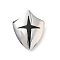 304 Stainless Steel Pendants, Shield with Cross Pattern Charms, Manual Polishing, with Enamel, Stainless Steel Color, 28x22.5x7.5mm, Hole: 4.5mm